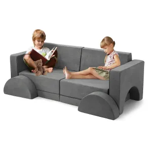 10pcs Modular Kids Play Couch for Playroom Bedroom Convertible Sofa
