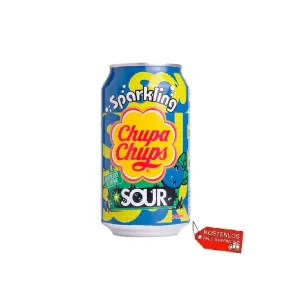 24x Chupa Chups Sparkling Blueberry Sour, saures Heidelbeergetränk 345 ml