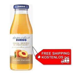 6x Zuegg Pesca Pfirsichfruchtsaft ohne Pestizidrückstände, 500 ml Glasflasche