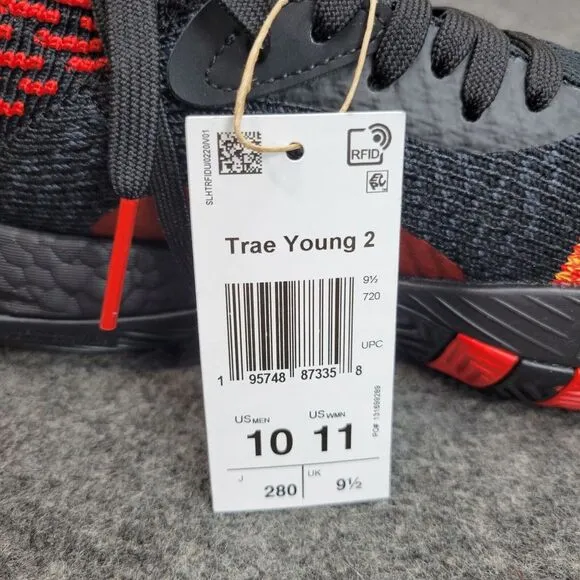 Adidas‎ Trae Young 2 Hawks Mens Shoes 10 Black Orange Scarlet Active Running