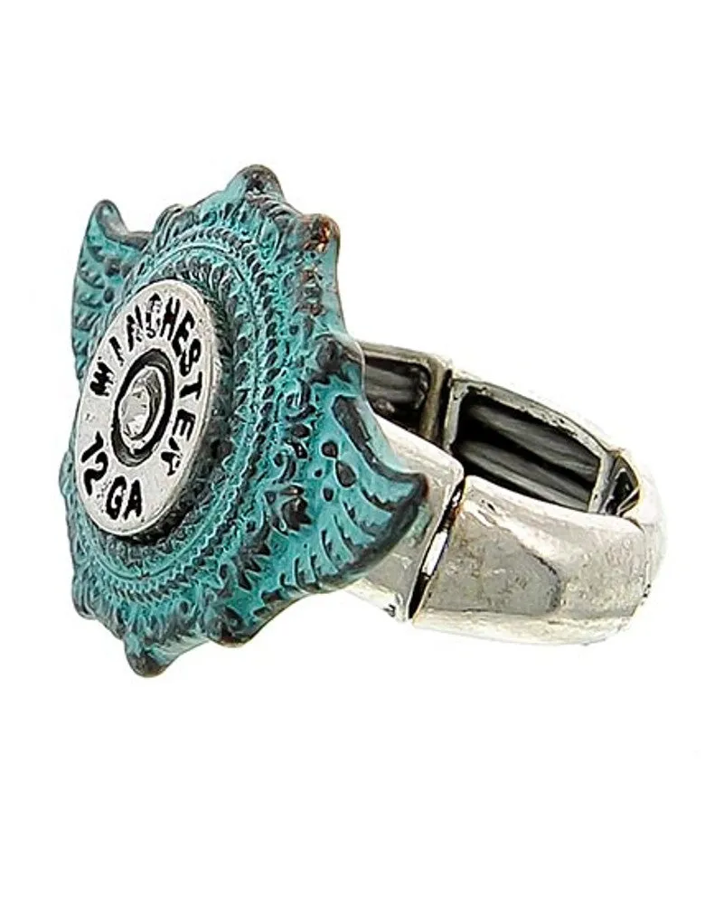Angel Wing Bullet Ring in Patina or Gold