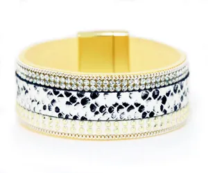 Animal Print White Sparkly Cuff Bracelet
