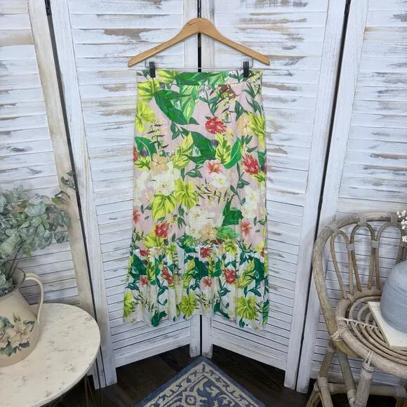 ANTONIO MELANI Women's 12 Cotton Perla Tropical Floral Print Tiered Maxi Skirt