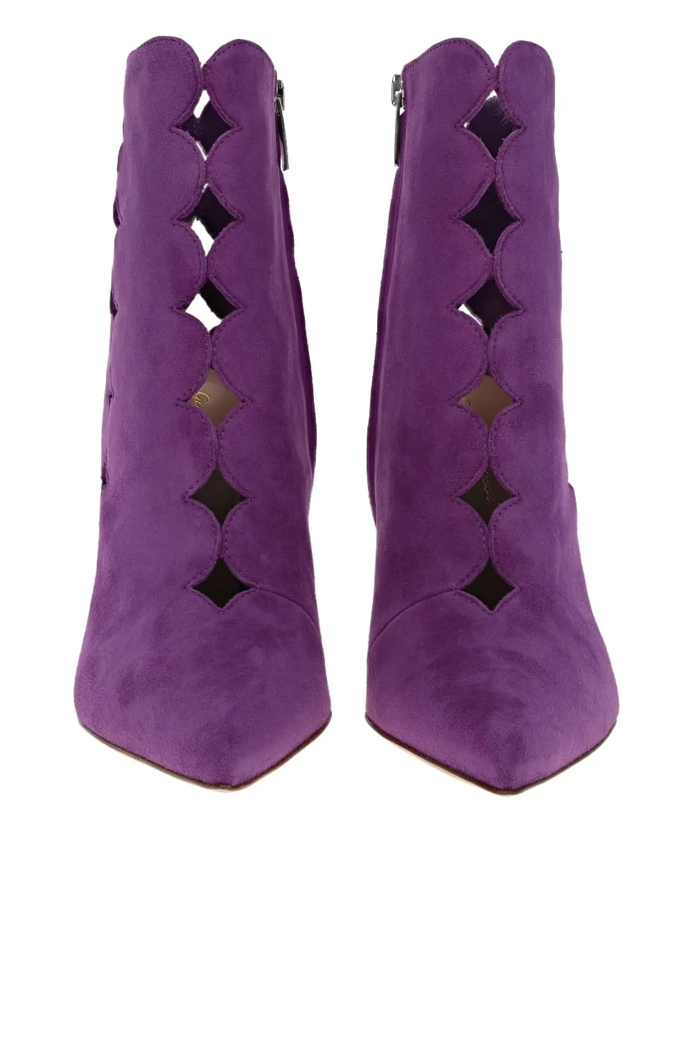 Ariana Purple Suede Cut Out Booties