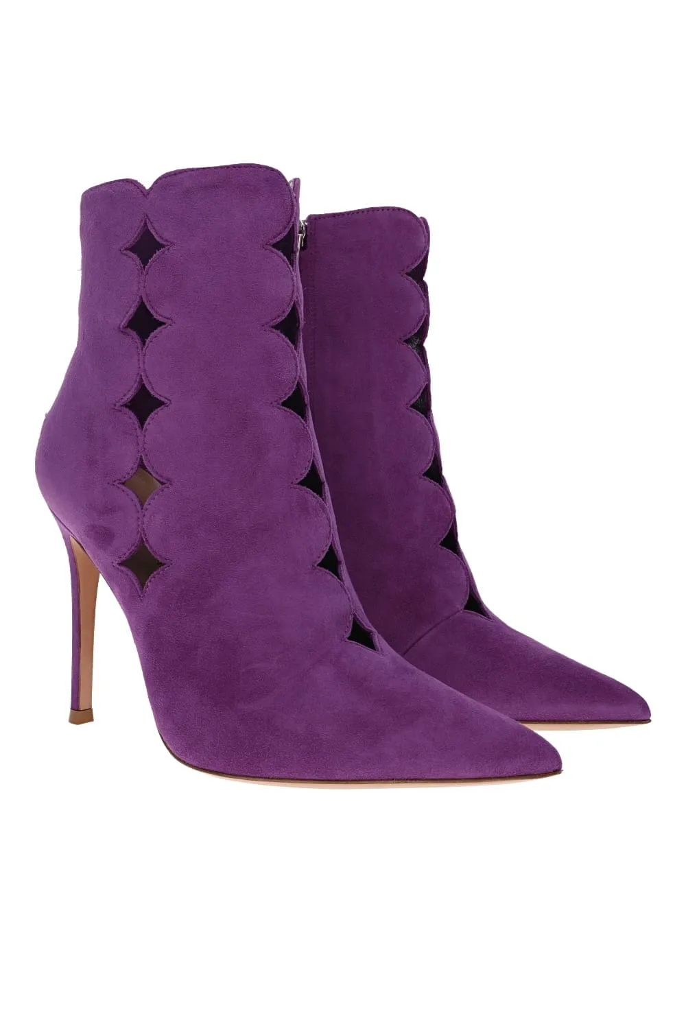 Ariana Purple Suede Cut Out Booties