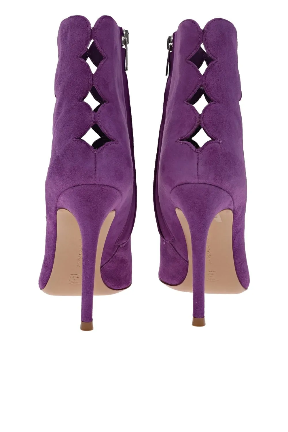 Ariana Purple Suede Cut Out Booties