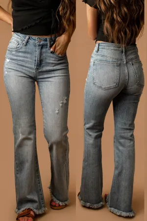 Ariana Vintage Frayed Hem Flare Jeans | FINAL SALE