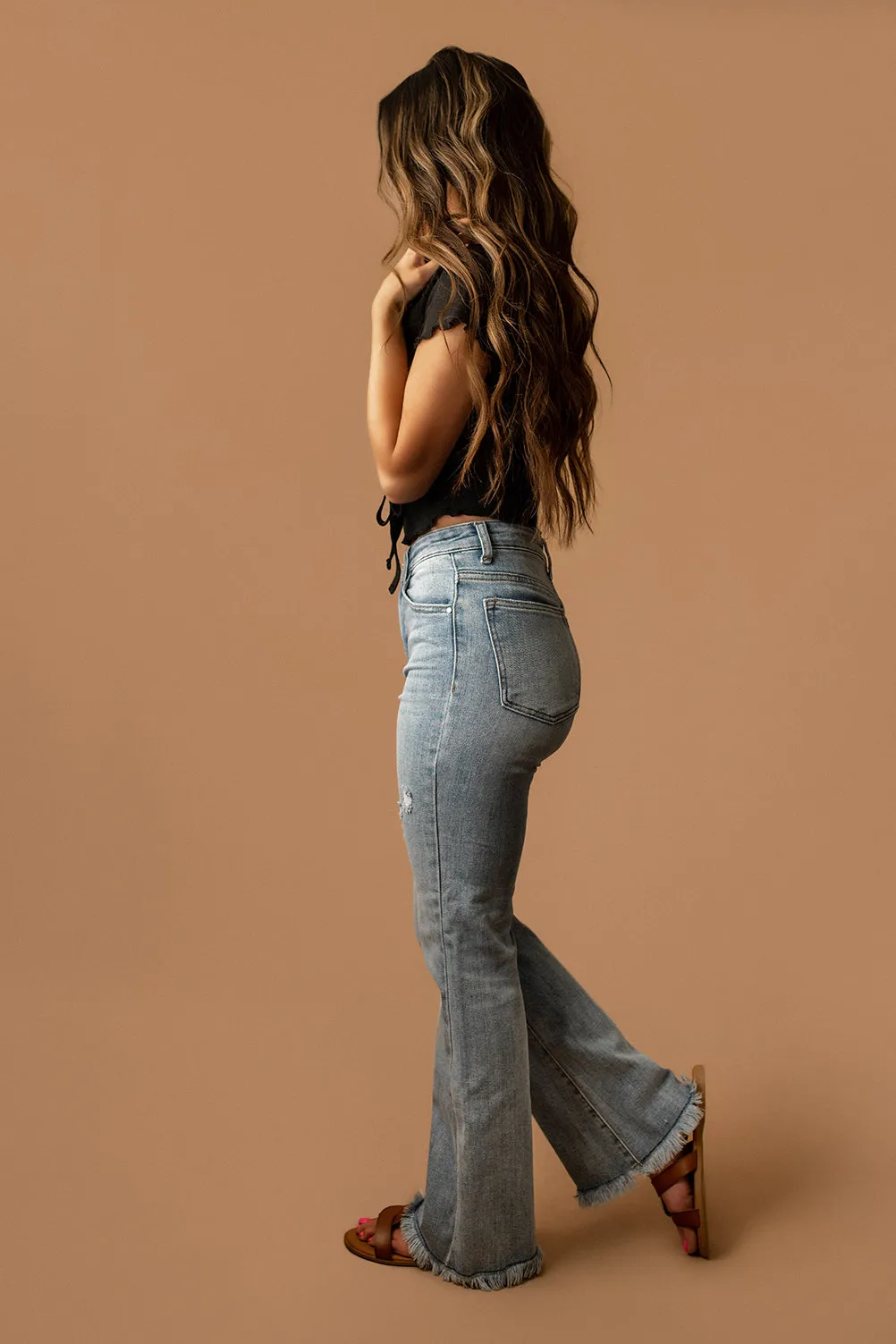 Ariana Vintage Frayed Hem Flare Jeans | FINAL SALE