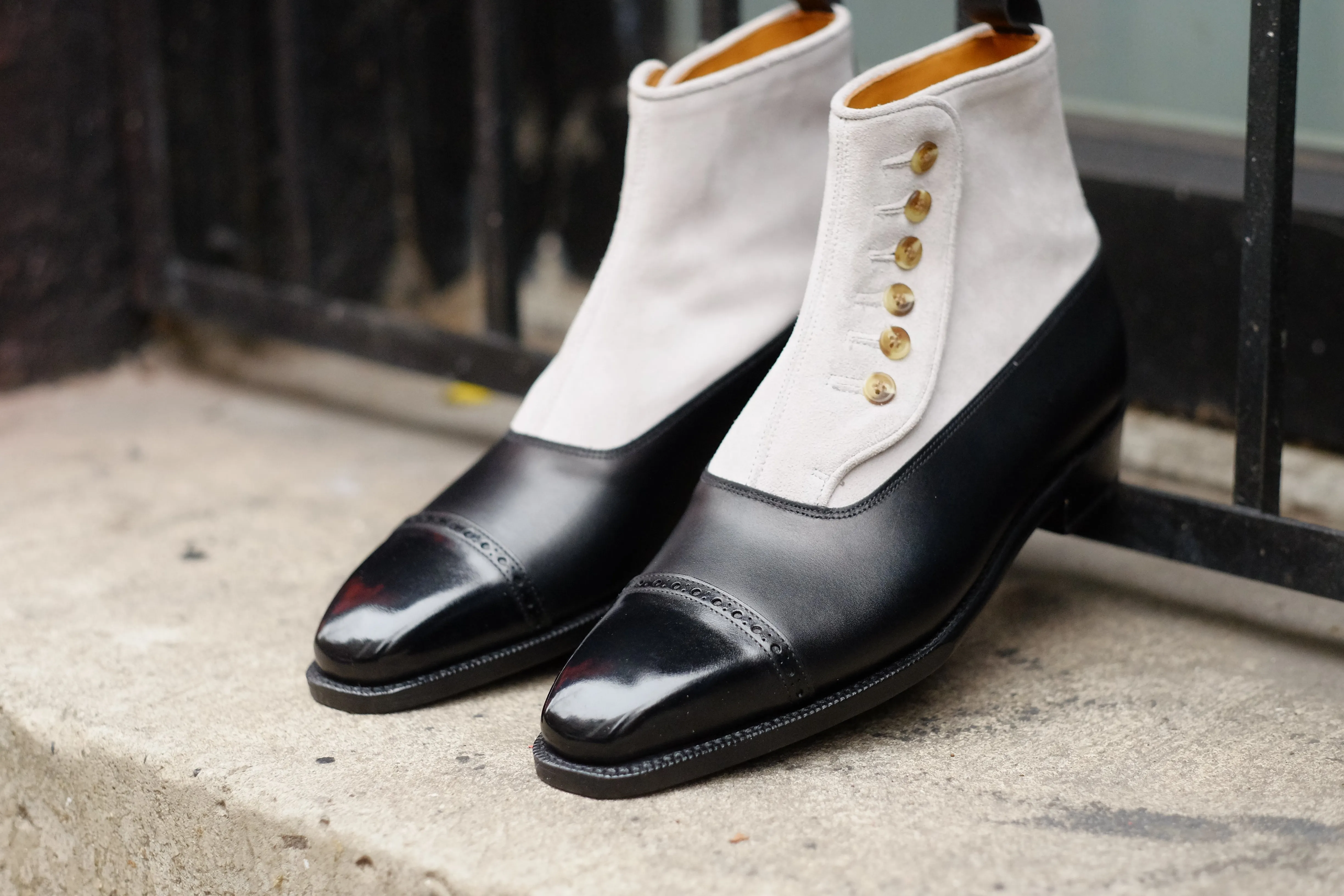 Ascot - MTO - Black Calf / Pearl Grey Suede - MGF Last - Single Leather Sole