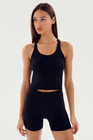 Ashby Rib Crop - Black