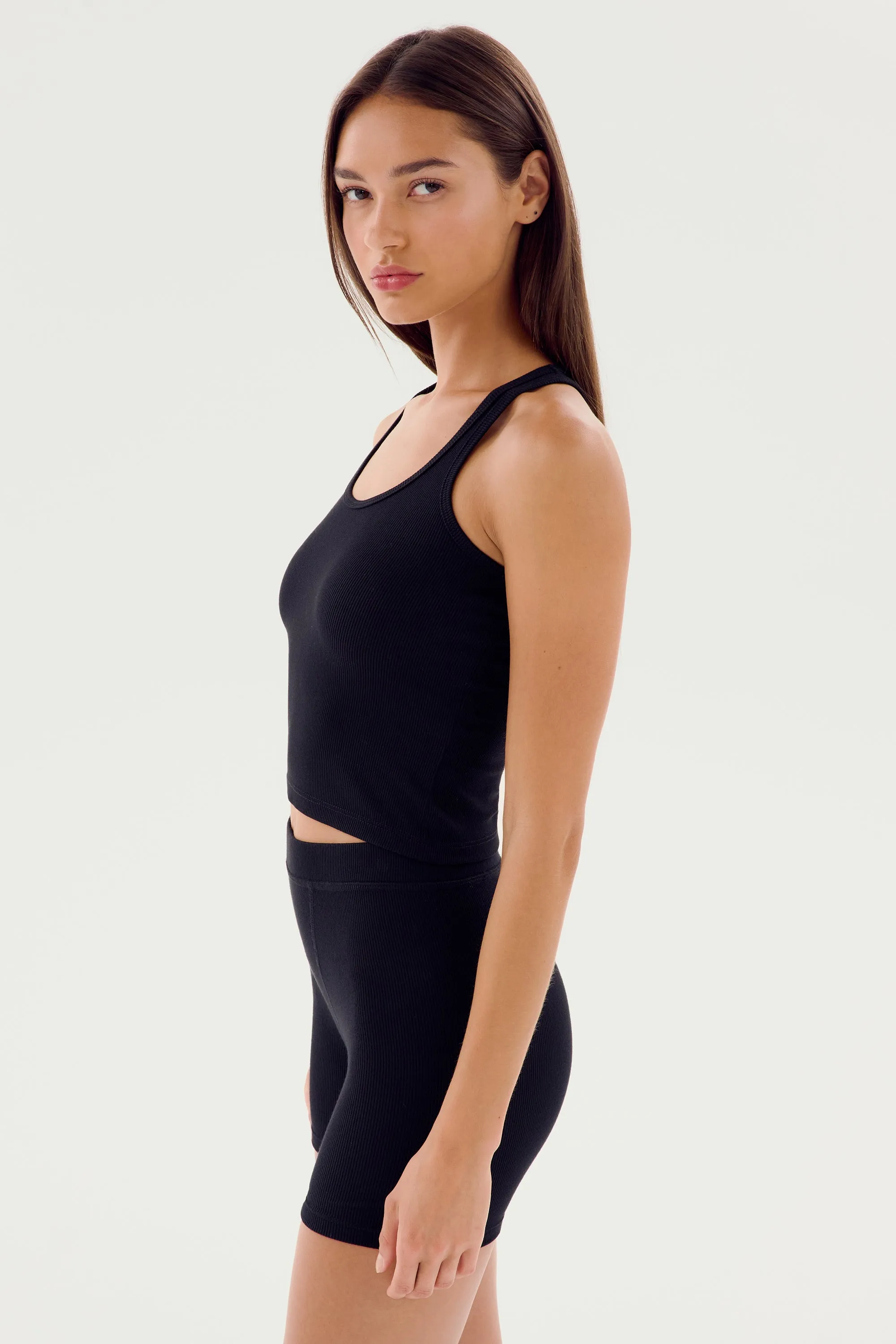 Ashby Rib Crop - Black