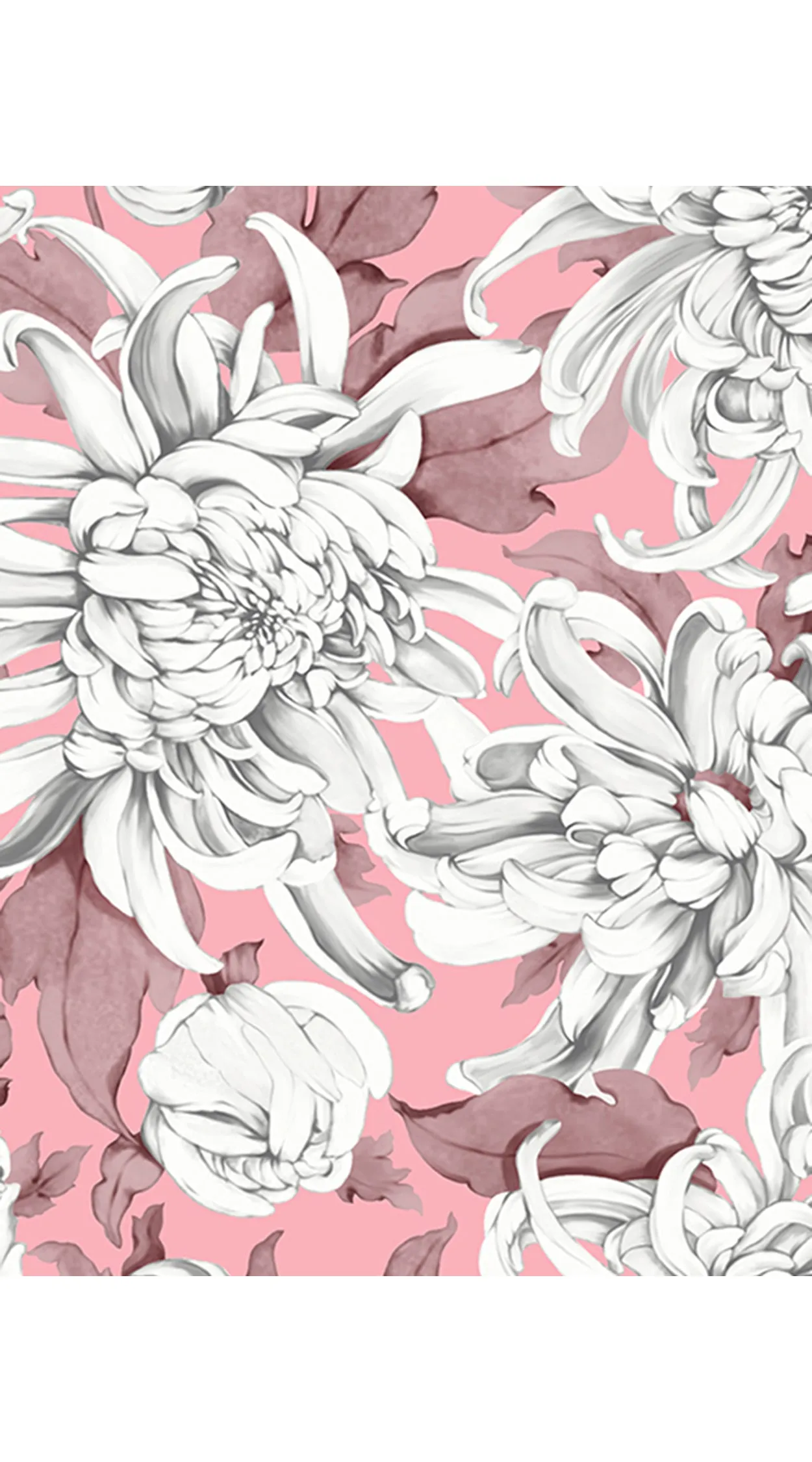 Audrey Dress #4 Shirt Collar 1/2 Sleeve Long  3 Length Cotton Musola (Chrysanthemum Flower Big)