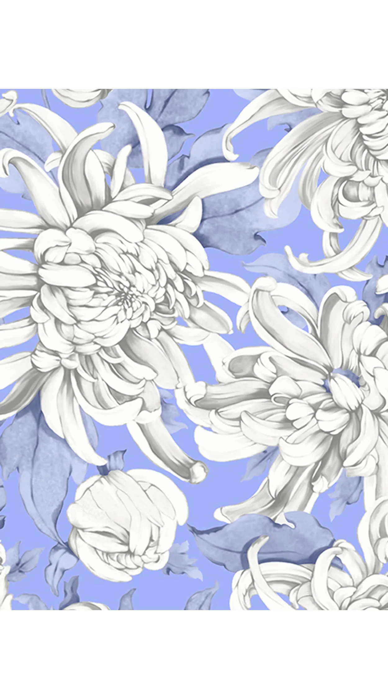 Audrey Dress #4 Shirt Collar 1/2 Sleeve Long  3 Length Cotton Musola (Chrysanthemum Flower Big)
