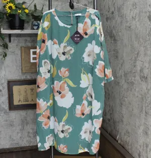 Ava & Viv Women's Plus Size Floral Print 3/4 Sleeve Dress 564899 Green 3X
