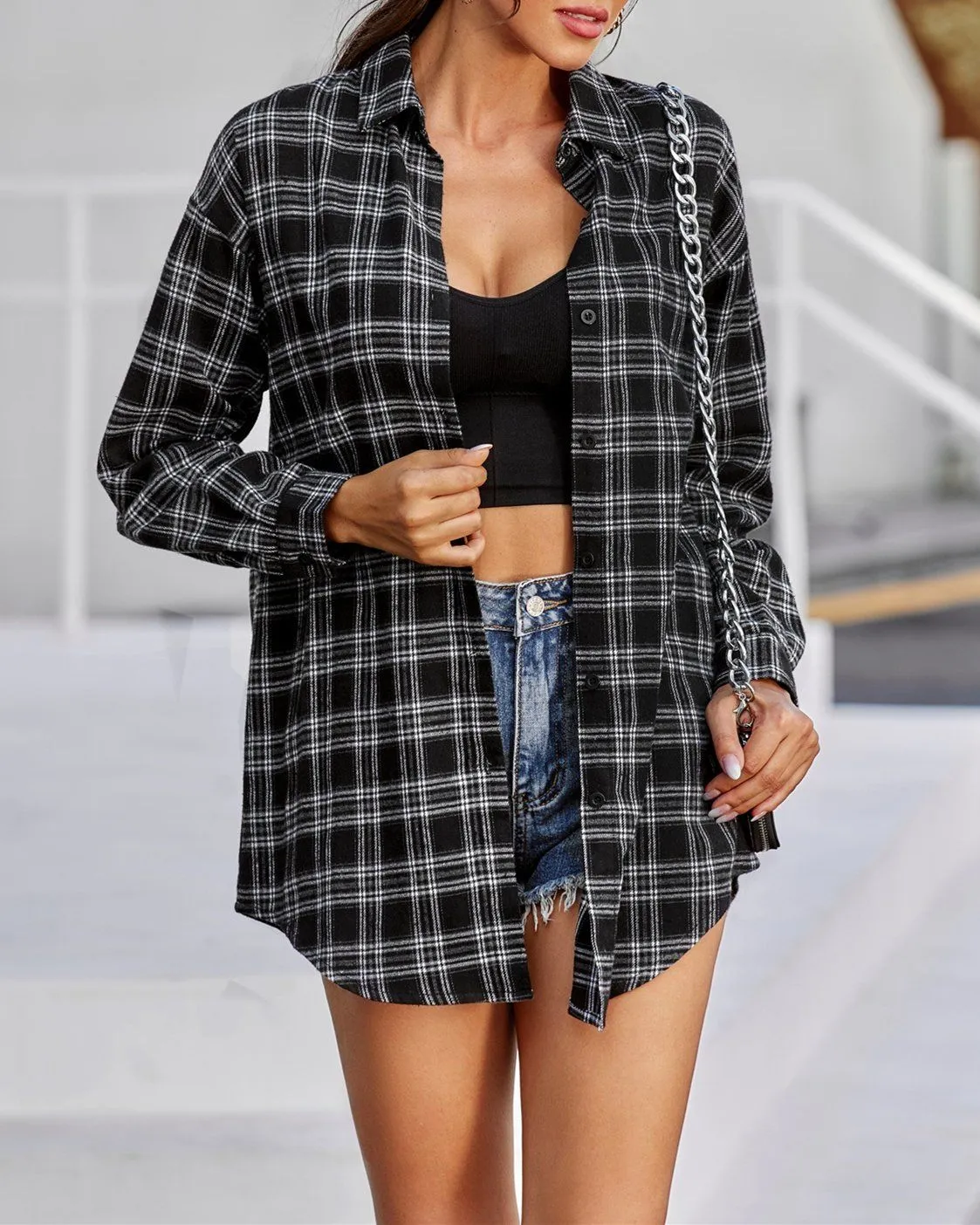 Back To World Retro Plaid Shirt - Black