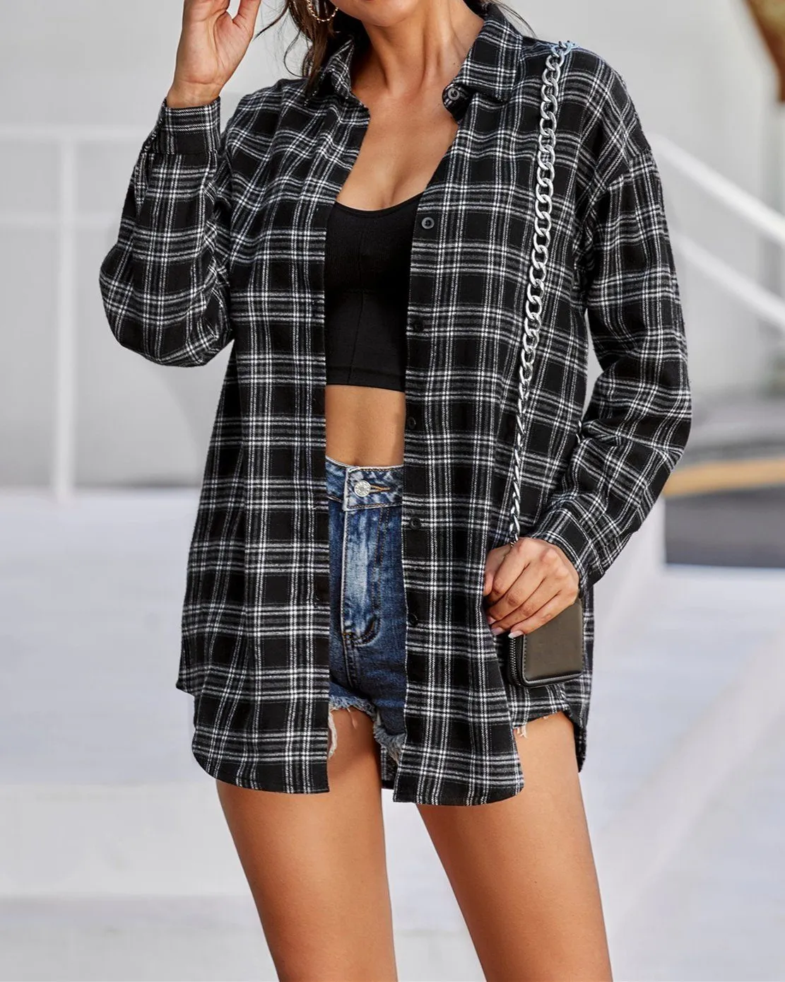 Back To World Retro Plaid Shirt - Black