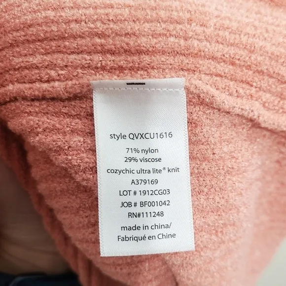 Barefoot Dreams CozyChic Ultra Lite Hooded Ribbed Cardi Coral pink 1X