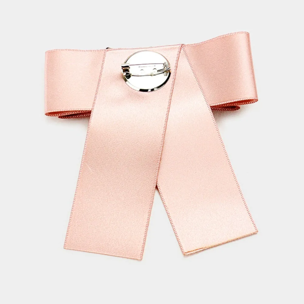 Bejeweled Grosgrain Bow Ribbon Brooch
