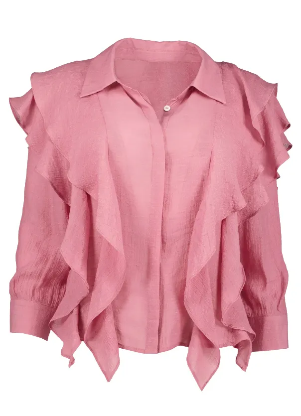Bishop   Young Chantal Ruffle Long Sleeve Top - Rose