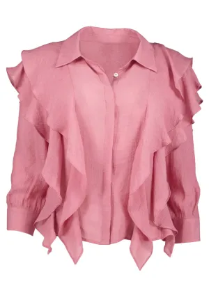 Bishop   Young Chantal Ruffle Long Sleeve Top - Rose