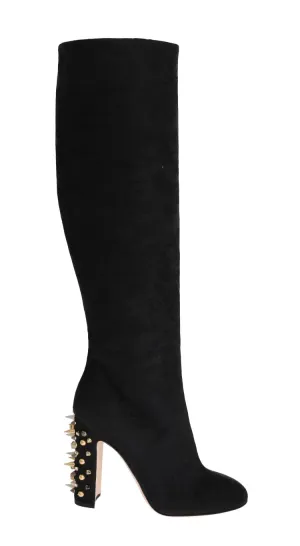 Black Jacquard Suede Corrida Boots