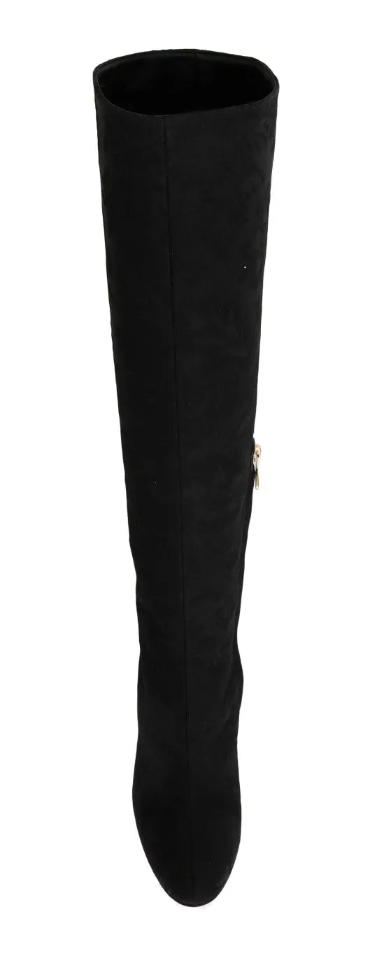 Black Jacquard Suede Corrida Boots
