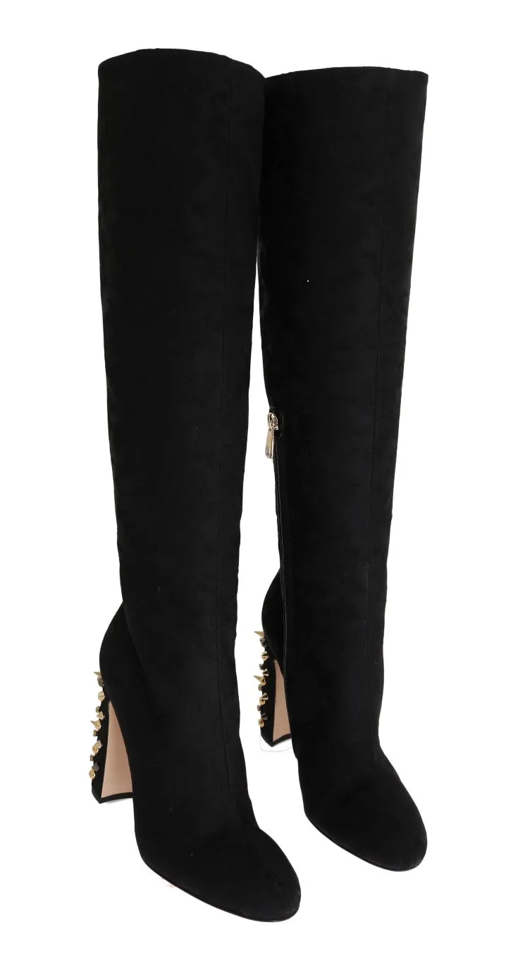 Black Jacquard Suede Corrida Boots