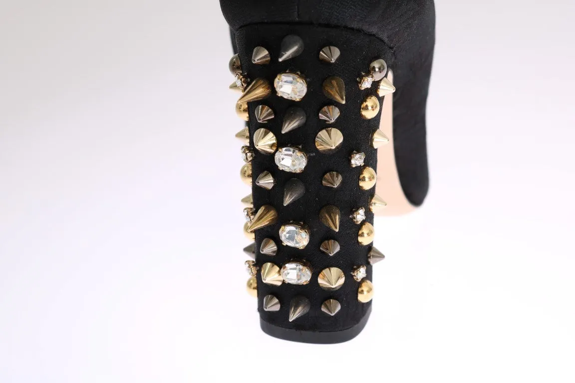Black Jacquard Suede Corrida Boots