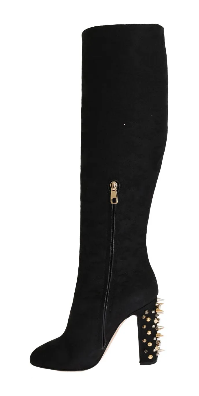 Black Jacquard Suede Corrida Boots