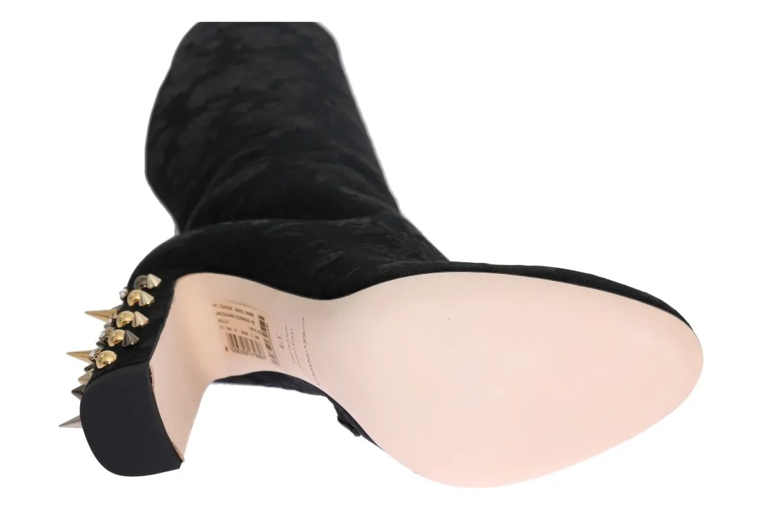 Black Jacquard Suede Corrida Boots