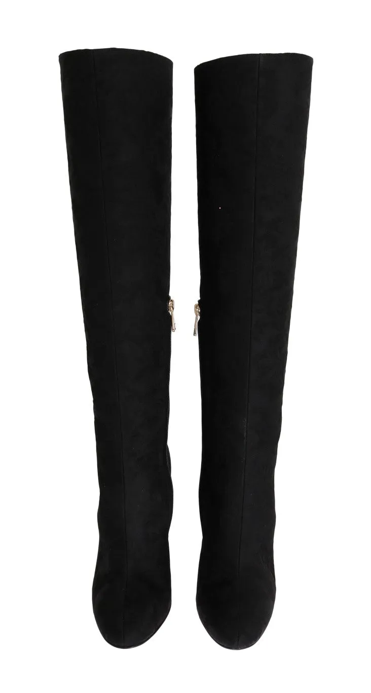 Black Jacquard Suede Corrida Boots
