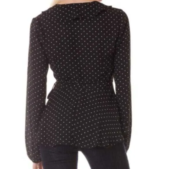 Black Polka Dot Wrap Top