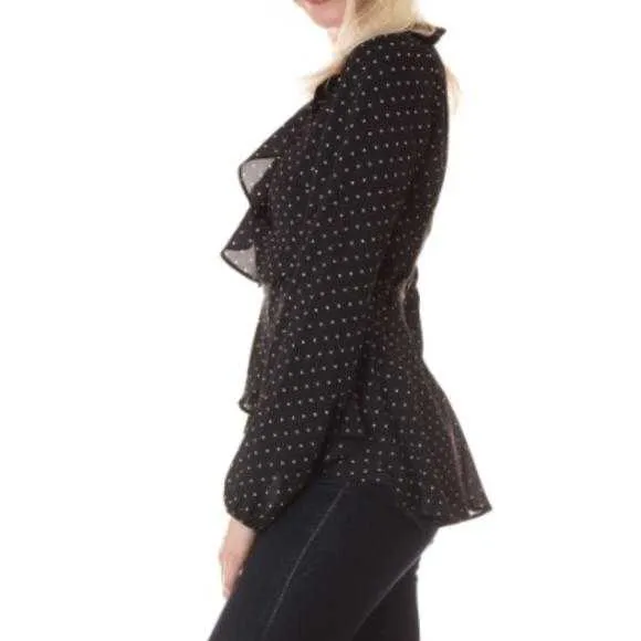 Black Polka Dot Wrap Top