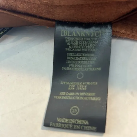 Blank NYC 25 Skirt Mini SnapFlap Patch Pocket Brown Suede 100% leather lined NWT