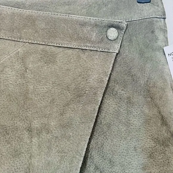 BLANK NYC Snap Front Suede Wrap Skirt, Sage Green, 28 Waist, Small/Medium, NWT