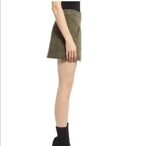 BLANK NYC Snap Front Suede Wrap Skirt, Sage Green, 28 Waist, Small/Medium, NWT