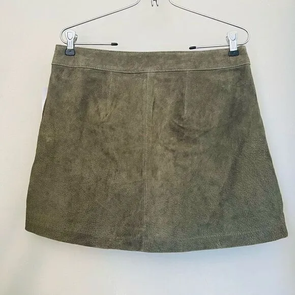 BLANK NYC Snap Front Suede Wrap Skirt, Sage Green, 28 Waist, Small/Medium, NWT