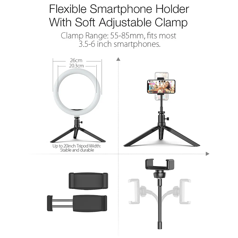 BlitzWolf LED Ring Light Tripod Stand Wireless With Remote Shutter And Phone Clip
