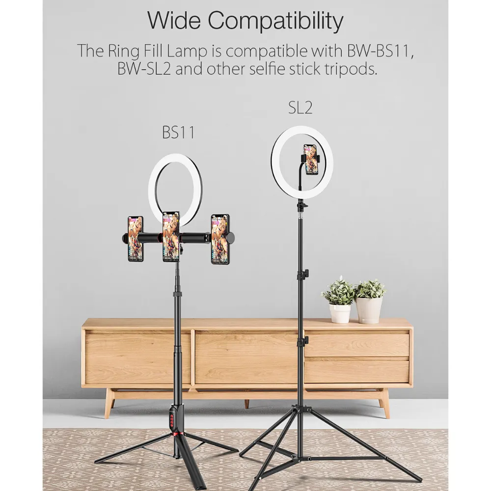 BlitzWolf LED Ring Light Tripod Stand Wireless With Remote Shutter And Phone Clip