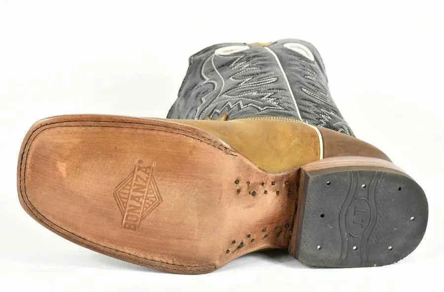 Bonanza Men's Tobacco Leather Square Toe, Leather Sole Rodeo Boot BA4004T