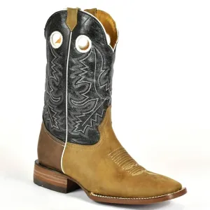 Bonanza Men's Tobacco Leather Square Toe, Leather Sole Rodeo Boot BA4004T