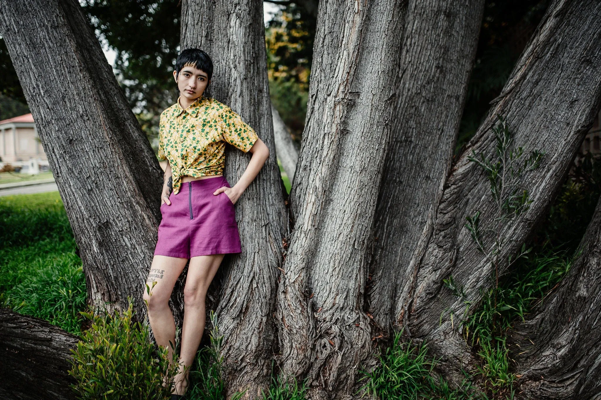 Breezy Shorts in Electric Violet Linen