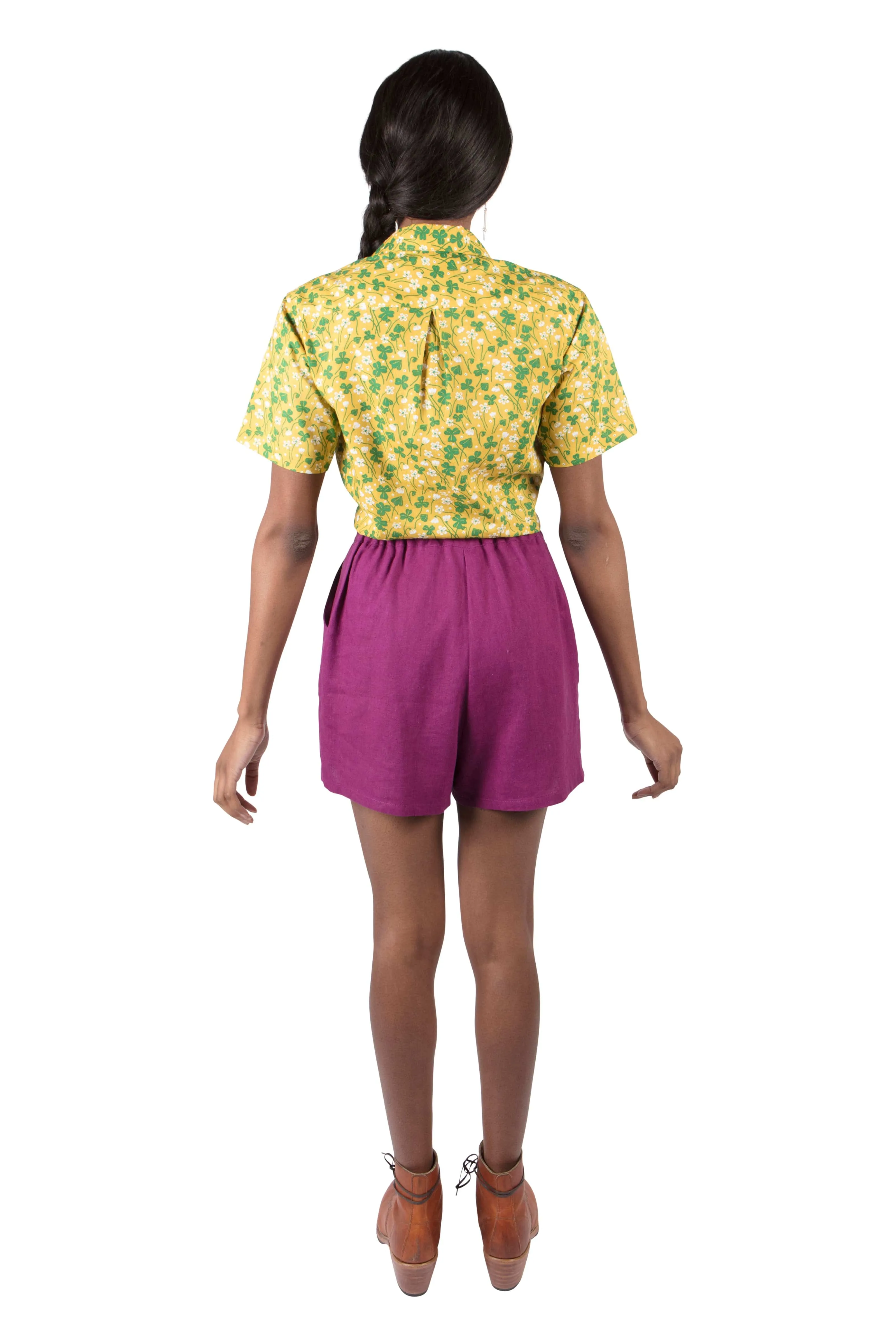 Breezy Shorts in Electric Violet Linen