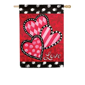 Bright Valentine's Hearts House Suede Flag,13s9482