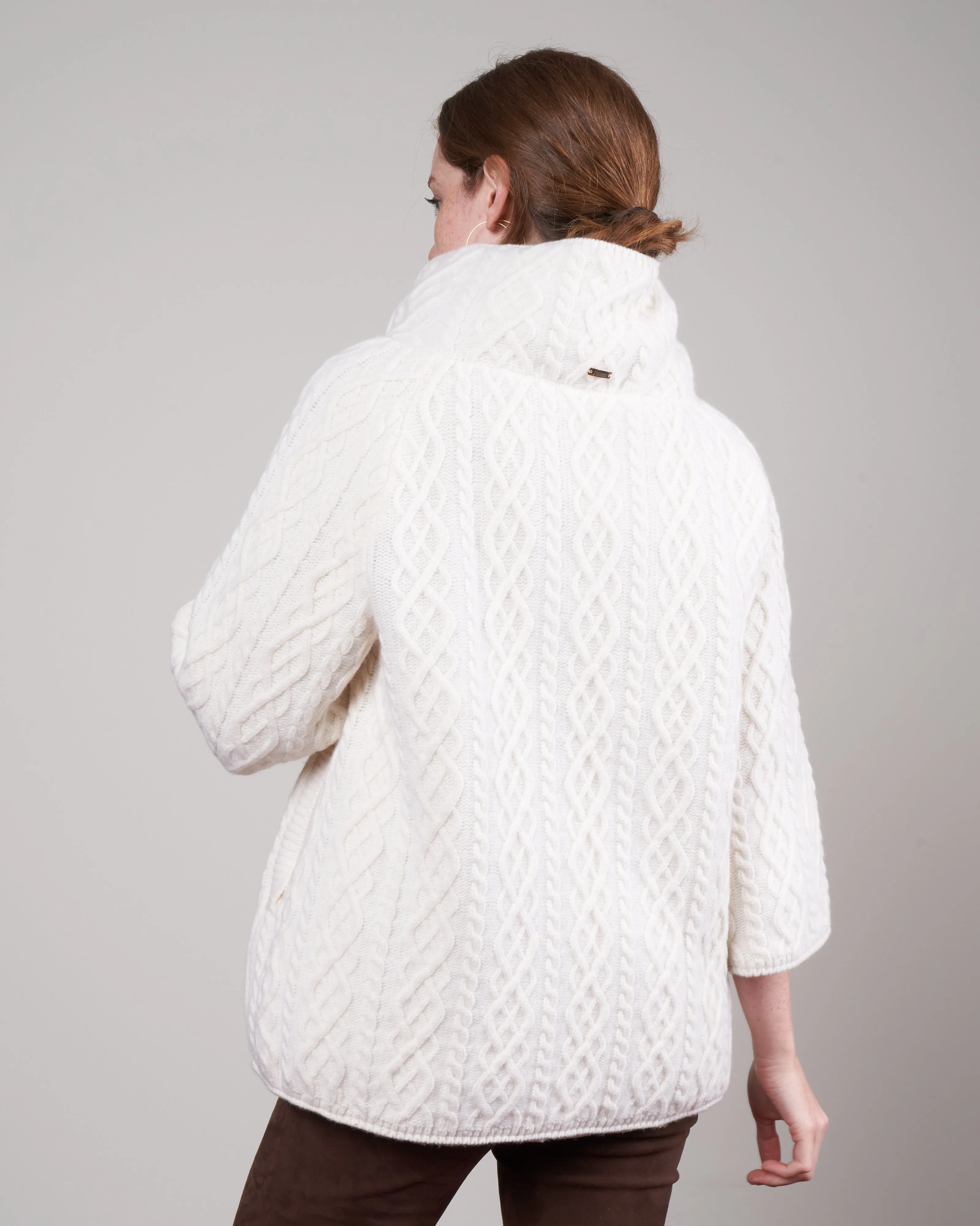 cable knit fully-lined jacket - bianco 1010