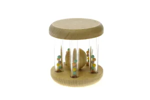 Calm and Breezy Wooden Rattle with Rainbow Bead