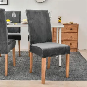 Capa Protetora para Cadeira de Jantar Cinza Escuro em Suede