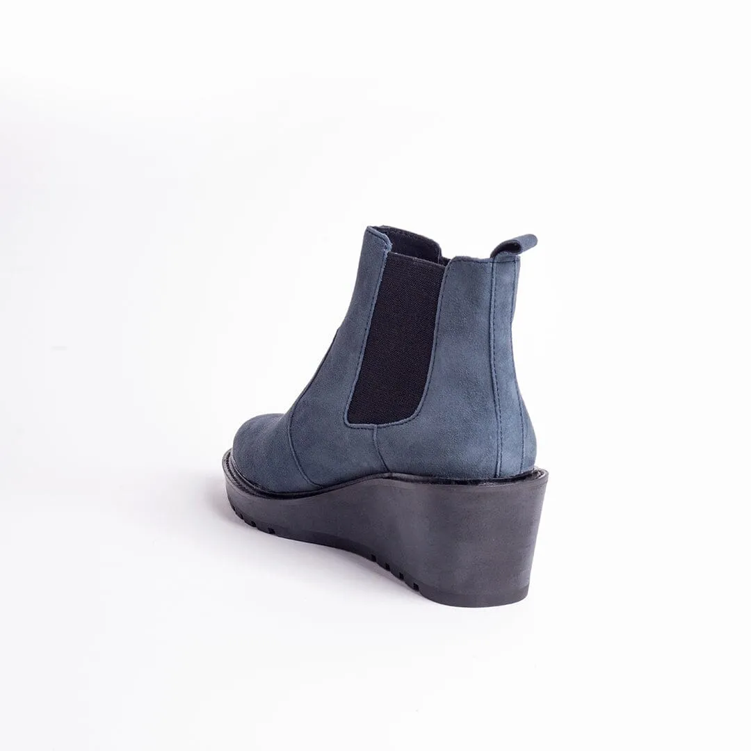 CECELIA NEW YORK - GEMMA SLIP ON LOW WEDGE BOOT NAVY