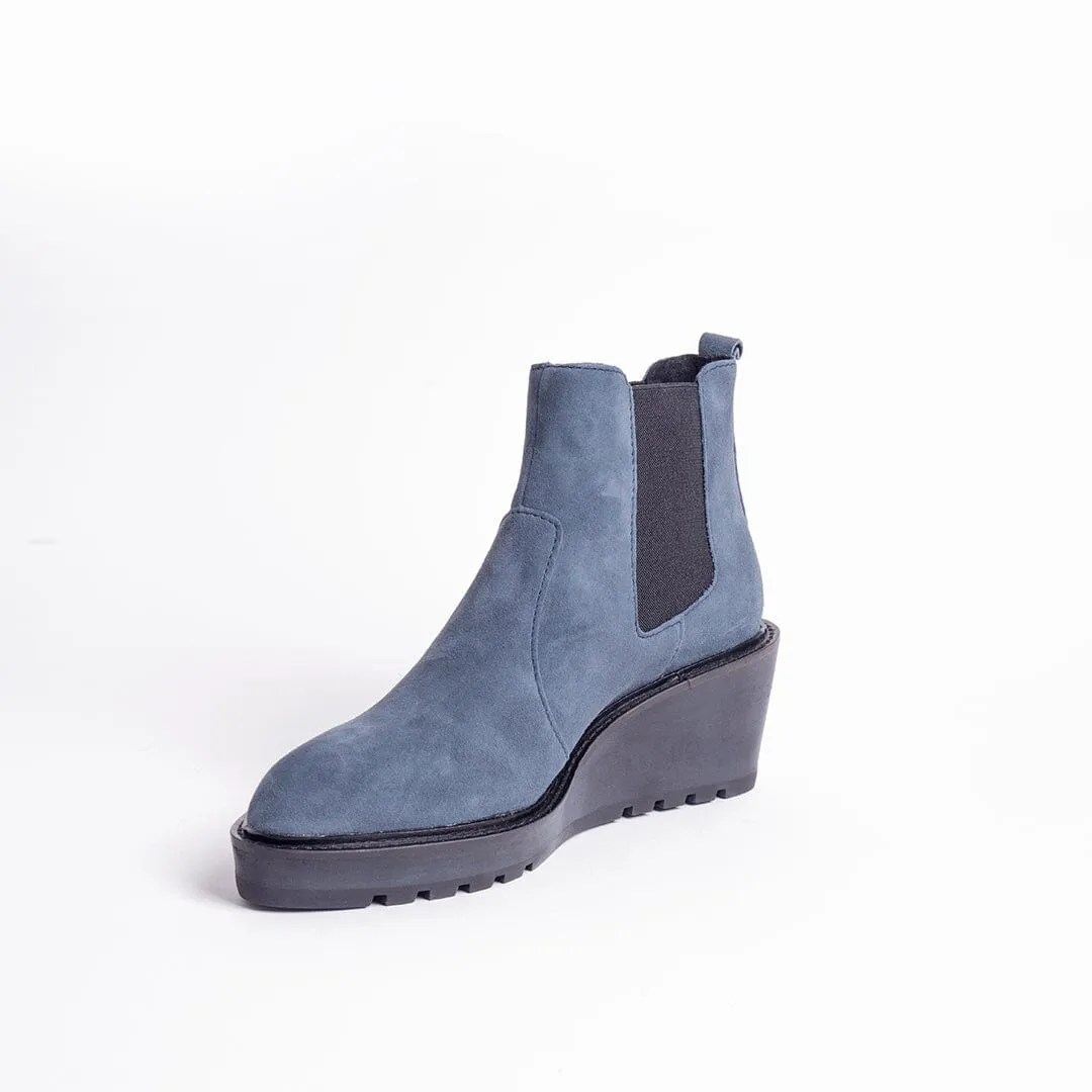 CECELIA NEW YORK - GEMMA SLIP ON LOW WEDGE BOOT NAVY