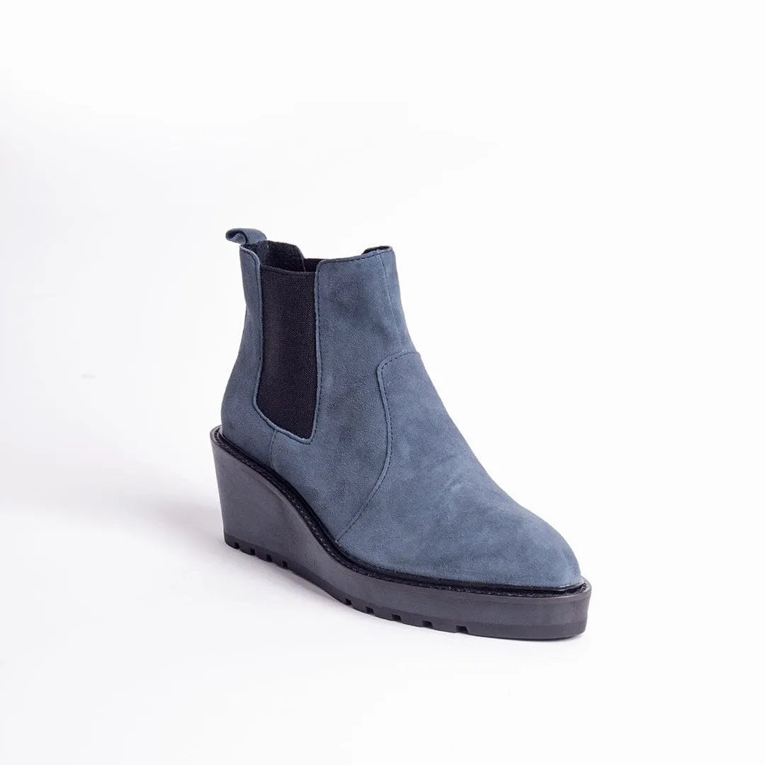 CECELIA NEW YORK - GEMMA SLIP ON LOW WEDGE BOOT NAVY